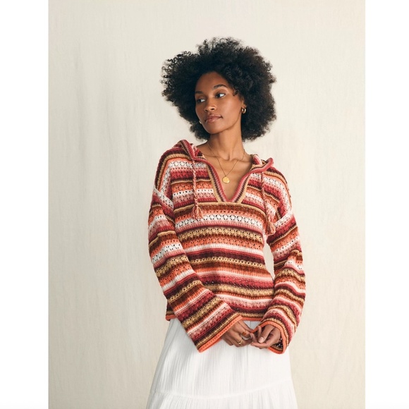 Faherty Beach Bonfire Crochet Hoodie - Picture 1 of 7